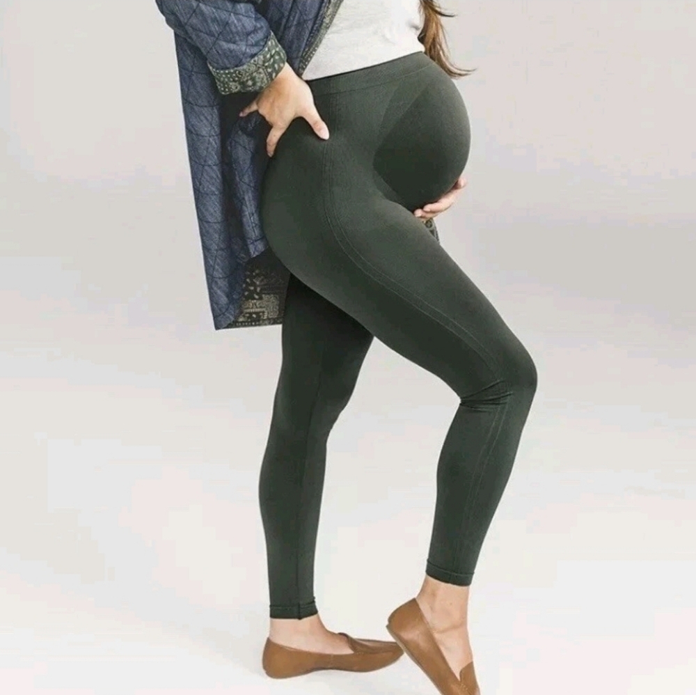 Blanqi Maternity Belly Support Leggings Forest Green Size Large